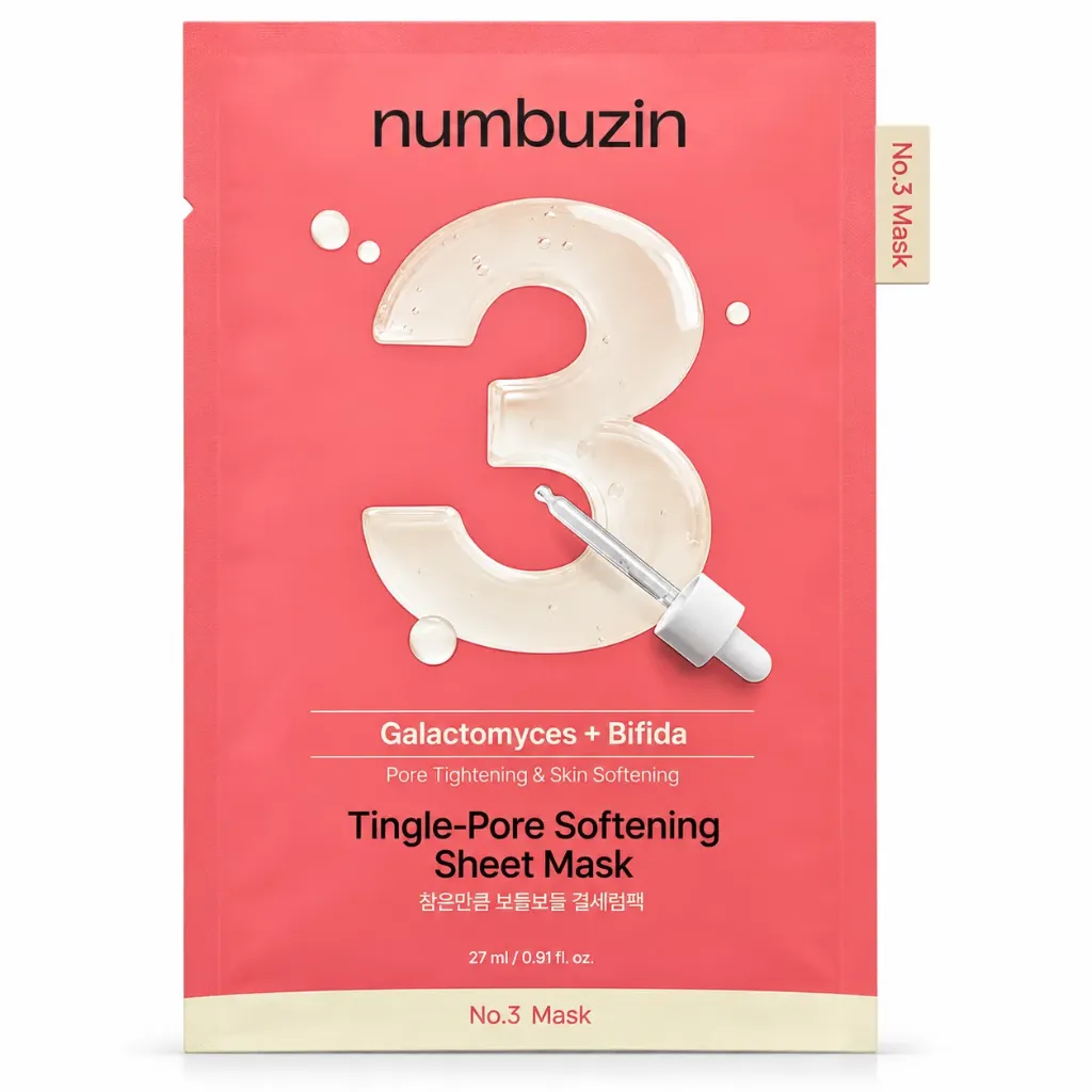 Numbuzin – No. 3 Tingle Pore Softening Sheet Mask, 27ml, 1 piece